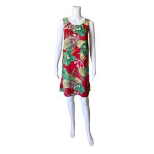Roxy Womens Medium Red Tropical Floral Sleeveless Shift Side Zip Dress